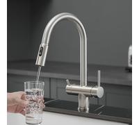 ZR98US Tri-Flow Kitchen Faucet - 3 Way Rotatable Chrome Sink Mixer Tap with 3 Spray Modes for Versatile Water Control and Efficient Kitchen Use