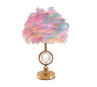 ZR98US Unique Colorful Feather Table Lamp with Gold Metal Base for Bedroom, Living Room and More