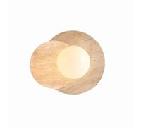 ZR98US Vintage Creativity Light Fixtures, Marble Wall Lamp with Wood and Stone Shade for Porch Kitchen Island Living Room(Walnut)