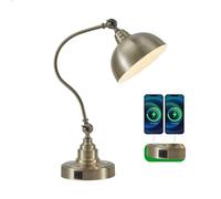 ZR98US Vintage Industrial Style Table Lamp with E26 LED Adjustable Gooseneck Home Office, and Bedroom Suitable for Living Room, Dormitory, Office,(Antique Copper Color)