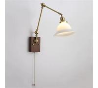 ZR98US Vintage Swing Arm, Mid Century Pull Chain Light Adjustable Angle Wall Lamp for Bedroom Headboard Living Room(Green)