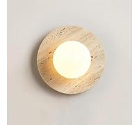 ZR98US WABI-sabi Natural Stone Sconces, Round Lantern with Milk Glass for Kitchen Hallway Living Room Wall Lamp