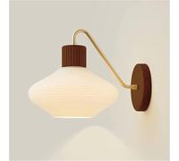 ZR98US WABI-Sabi Striped Glass, Japanese Style Wood Lamp Gold Gooseneck Wall Light for Living Room Office Bedroom Hallway(Log)