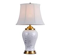 ZR98US White Crystal Glaze Desk Ceramic Shade Bedroom House Bedside Nightstand Lamp Table Lamps For Living Room Color : Remote Control Swit