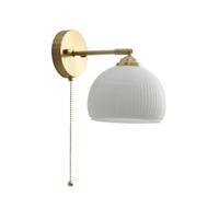 ZR98US White Glass Light, Vintage Dome Lamp Adjustable Arm Wall for Entryway Bedside Living Room Corridor Club