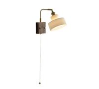 ZR98US White Glass Lights, Retro Copper Sconces Adjustable Angle Wall Lamp for Living Room Study Reading Bedroom Bedside