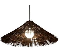 ZR98US Wicker Basket Light Hollow Lampshade Farmhouse Coastal Rattan Cage Woven Hanging Fixtures, Chandelier