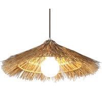 ZR98US Wicker Basket Light Hollow Lampshade Farmhouse Coastal Rattan Cage Woven Hanging Fixtures, Chandelier