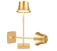 ZR98US Wireless Portable LED Table Lamp 2-Pack, Rechargeable, 3-Level Dimmable, Outdoor, Dining, Bedroom and Study Suitable for Living Room, Dormitory, Office,(2Pack Gold)
