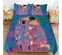 ZRCLXLVU Gustav Klimts the Kiss Everyday Sleep Fit - Juego de funda de edredón con cierre de superficie lisa y textura para uso familiar