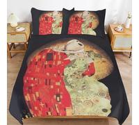ZRCLXLVU Gustav Klimts the Kiss Everyday Sleep - Juego de funda de edredón de material resistente a las arrugas con superficie suave y cierre de cremallera