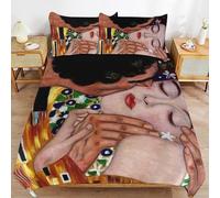 ZRCLXLVU Gustav Klimts the Kiss - Juego de funda de edredón con cremallera oculta, textura cómoda, ligera, duradera, para habitaciones modernas