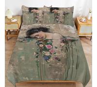 ZRCLXLVU Gustav Klimts The Kiss - Juego de funda de edredón con cremallera suave y superficie transpirable, diseño de estructura lisa