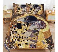ZRCLXLVU Gustav Klimts the Kiss - Juego de funda de edredón para noches de noche, ajuste suave y duradero