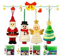 ZrdlqlLcjxy Button Christmas Ornament Kits, DIY Button Snowman Ornament Kit, Fun Christmas Buttons Crafts Making Set with Snowman/Santa/Angel (A+B+C+D)