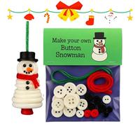 ZrdlqlLcjxy Button Christmas Ornament Kits, DIY Button Snowman Ornament Kit, Fun Christmas Buttons Crafts Making Set with Snowman/Santa/Angel (B)
