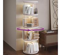 Zream Estantería giratoria de 4 niveles, estantería giratoria, estantería giratoria para espacios pequeños, estantería giratoria para sala de juegos, dormitorio, sala de estar