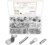 zrfgbxim 120 Piezas Clavijas de Soporte Baldas Armario, 5mm 6mm Soporte de Baldas, Soportes para Estantes, Metal Clavijas de Soporte de Estantes para Armario de Vidrio y Libreria, 4 Estilos