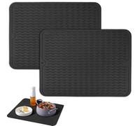 zrfgbxim 2 Piezas Alfombrilla Escurreplatos de Silicona, 40 x 30 cm Alfombrilla para secar Platos, Alfombrillas de Drenaje de Silicona, Alfombrilla Secado de Platos para Fregadero Tapete de (Negro)