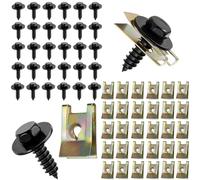zrfgbxim 60 Tornillo Roscachapa y Clips para Coches: 30 Tornillos Roscachapas, 30 Clips de Tuerca en U para Autos, Tuercas Grapas Clips en U, Clips para Panel de Puerta