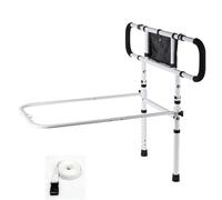 ZrgGea Barrera de cama para personas mayores, altura ajustable y plegable con asa, soporta hasta 180 kg, barrera de protección de cama para adultos, para todas las camas, color blanco