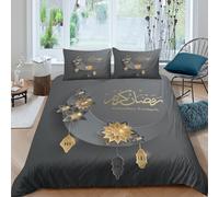 ZRHSADO Islamic Festive Design Funda de Edredón Microfibra 3 Piezas Impresión 3D Cierre de Islamic Festive diseño Funda Edredon Fundas de Almohada Lavables Transpirable for niños Double（200x200cm）