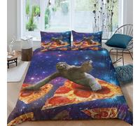ZRHSADO Pizza Slices Cosmic Funda de Edredón Microfibra Suave 3 Piezas Estampado 3D Pizza Slices Cosmic Funda Edredon con Fundas de Almohada Antibacteriana Lavables for niños Super King（260x220cm）