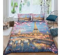 ZRHSADO Spring Blossom Scene Funda de Edredón Microfibra Suave Tres Piezas Estampado 3D Spring Blossom Escena Funda Edredon con Fundas de Almohada Transpirable Suave for Familia King（220x240cm）