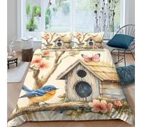 ZRHSADO Spring Garden Funda de Edredón Microfibra Suave 3 Piezas Estampado 3D Spring Jardín Funda Edredon con Funda de Almohada a Juego Transpirable Antialérgica for niños Single（135x200cm）