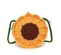 ZRHWSPD Bolso De Punto Con Flores Bolso informal de punto con diseño de girasoles, bandolera de playa con almacenamiento a crochet(Color 2)