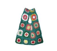 ZRHWSPD Bolso De Punto Con Flores Bolso tejido, clutch de abuela a cuadros, bolso de crochet con flores de colores, bolso de mano for mujer(Color 2)