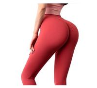 ZRHWSPD Leggins Mujer Push Up Pantalones de Yoga Alta Elasticidad, Mallas Deportivas Push up, Leggings Fruncidos for Mujer(Red,S)
