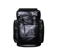 ZRHWSPD Mochila Viaje Mochila clásica retro de cuero genuino for hombre, multifuncional, gran capacidad, Caballo Loco, for viajes al aire libre, for ordenador(Black)