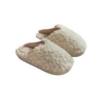 ZRHWSPD Pantuflas De Felpa Para Mujer Pantuflas de piel sintética for mujer, pantuflas de invierno cortas de felpa, planas, cómodas, suaves y peludas, de algodón esponjoso.(Beige,36-37)