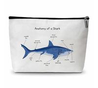 zriauber Bolsa de maquillaje con diseño de tiburón, diseño de Anatomía de un tiburón, regalos para amantes de los tiburones, bolsa con cremallera para mujer, amiga, mamá, accesorios de tocador, A03,