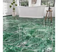 ZRJT Paquete de 30 baldosas de vinilo para despegar y pegar de 30 pies cuadrados, 30 pies cuadrados, 30.5 cm x 30.5 cm, autoadhesivas, para cocina, baño, lavandería, mármol verde pulido