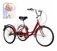 ZRLYbau Triciclo Adulto 24 Pulgadas 7 Velocidades Bici 3 Ruedas con Cesta Trasera Cuadro Acero Bajo Facil Acceso para Mayores Mujeres Compras Ejercicio Aire Libre Recreacion Red