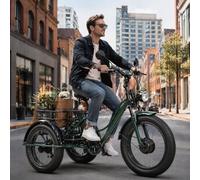 ZRLYbau Triciclo Eléctrico de Carga Adulto, Trike 24 Pulgadas Ruedas Anchas 3 Ruedas, 7 Velocidades con Cesta Trasera, Motor de Gran Par, Cuadro Fuerte para Compras Paseo Green