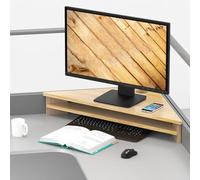 ZRQSMCX Soporte de Esquina para Monitor, 2 Niveles, estantes para Monitor de computadora portátil con Almacenamiento, Elevador de Escritorio Triangular de Madera Maciza para moni,Natural