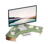 ZRQSMCX Soporte de Esquina para Monitor con Patas de acrílico Transparente y Soporte de Esquina de Madera para Pantalla, Elevador Triangular de Escritorio en Forma de L para moni,Green