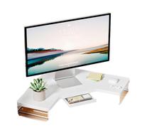 ZRQSMCX Soporte de Esquina para Monitor con Patas de acrílico Transparente y Soporte de Esquina de Madera para Pantalla, Elevador Triangular de Escritorio en Forma de L para moni,White