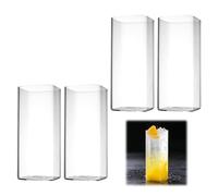 ZRUEWOT HENGBIRD 4 vasos transparentes de 400 ml de 400 ml, juego de vasos de agua largos elegantes vasos de bar para agua, zumo, cerveza, cócteles, bebidas, fiestas, diseño moderno