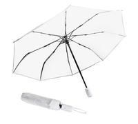 ZRUEWOT Paraguas Transparente Automático Plegable - Paraguas Blanco Elegante Compacto para Mujer y Boda - Paraguas Antiviento Ligero para Viaje Fotografía Lluvia