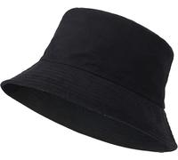 ZRWASKA Sombrero unisex reversible para hombre, mujer, de algodón, para caza, camping, senderismo, viajes, pesca, fútbol, verano, color liso, talla 56-58 cm, Negro, 6 7/8 / 7 1/8