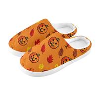 ZRWLUCKY Autumn Leave and Pumpkin - Pantuflas de casa para hombre y mujer, con espuma viscoelástica, acogedoras, para dormitorio, multicolor, 38/40 EU ancho