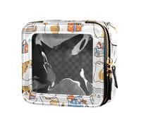 ZRWLUCKY Bolsa de maquillaje con diseño de gatos escoceses, color blanco, transparente, para bolso de aseo, neceser de viaje, para viajes, diseño de gatos escoceses, color blanco, Scottish Fold Cats