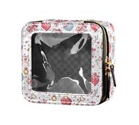 ZRWLUCKY Bolsa de maquillaje despertar blanco rojo patrón claro arte neceser bolsa de cuidado de la piel para mujeres, modelo de moda blanco rojo, modelo moda blanco rojo, Modelo Moda Blanco Rojo