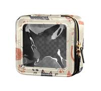 ZRWLUCKY Bolsa de maquillaje transparente impermeable con diseño de gatos felices para viajes, gatos felices, color beige, Cute Happy Cats Beige