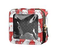 ZRWLUCKY Bolsa organizadora de maquillaje para el día de Acción de Gracias, diseño de gatos Manx, color rojo, transparente, impermeable, para viajes, día de Acción de Gracias, gatos Manx, color rojo,