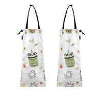 ZRWLUCKY Bolsas de basura para el coche, paquete de 2 bolsas de basura para colgar, bolsas de basura lavables para arena para gatos, cubo de basura, lindo animal de té, lindo animal Bubble Tea, Té de